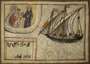 Ehemaliges Votivbild (ex voto) Seemann, beliebtes Angebot als Zeichen der Hingabe und Dankbarkeit des Seemanns, der die Gefahren des Meeres überlebt hat, aus der Kirche von Carmine, Torre del Greco, nahe Neapel, 19. Jahrhundert Italien von Unknown artist