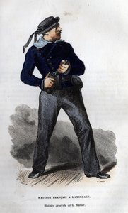 Französischer Matrose bereit zum Zusammenstoß. In „Allgemeine Geschichte der Marine“ von Van Tenac von Unknown artist