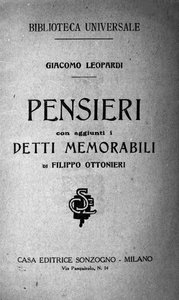 Frontispiz von „Pensieri“ (Gedanken) des italienischen Dichters Giacomo Leopardi (1798-1837) 19. Jahrhundert von Unknown artist