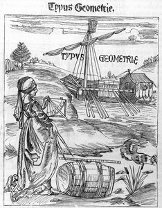 Frontispiz der Geometrie in der „Margarita Philosophica“ von Gregor Reisch (1467-1525) von Unknown artist