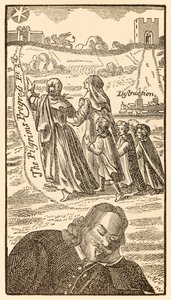Frontispiz aus dem zweiten Teil von Der Pilgerreise von dieser Welt in die zukünftige Welt von John Bunyan von Unknown