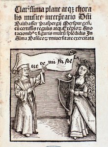 Frontispiz von Clarissima plane atque choralis musice interpretati von Prasperg