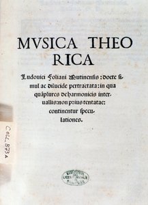 Frontispiz von Musica Theorica von Ludovico Foliani (Gravur) von Unknown artist