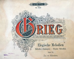 Frontispiz von Zwei elegischen Melodien für vier Hände von Edward Hagerup Grieg von Unknown artist