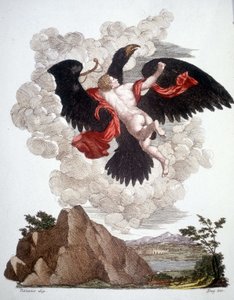 Ganymed entführt von Jupiter (Zeus) in Adlergestalt - Gravur