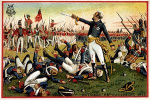 General Cambronne in der Schlacht von Waterloo (1815) - Chromolithographie, Ende des 19. Jahrhunderts