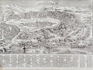 Gesamtansicht der Stadt Wien mit Detail der Hauptgebäude und Denkmäler. Österreich. Gravur von 1800. Private Sammlung von Unknown artist