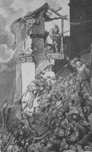 Deutscher Bauernkrieg (1524-1526): Verwüstung von Murrhardt, einer kleinen Stadt im Rems-Murr-Kreis, etwa 40 km nordöstlich von Stuttgart im Herzen des Schwäbischen Waldes