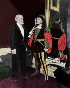 Giuseppe Verdi und Victor Maurel (als Iago) im Februar 1887 an der Scala in Mailand nach der Premiere von Otello von Unknown artist