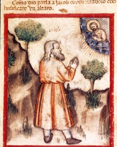 Gott fordert Jakob auf, nach Bethel zu gehen und einen Altar zu bauen. Miniatur aus Codex 212 (oder Padovano Codice oder Bibel von Padua) 1390-1400 von Unknown artist