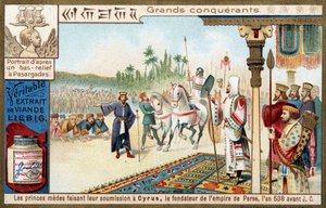 Große Eroberer: die Mederfürsten unterwerfen sich Kyros II. dem Großen (559-529 v. Chr.), Gründer des Persischen Reiches im Jahr 538 v. Chr. von Unknown artist