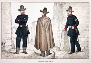 Friedenswächter (1848-1849). Farbradierung zur Illustration „Geschichte des Friedenswächterkorps“ Buch veröffentlicht unter der Schirmherrschaft von Louis Lepine (1846-1933), Polizeipräfekt von Paris, von Alfred Rey (1864-?) und Louis Feron von Unknown artist