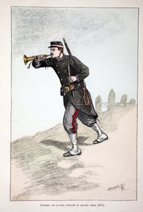 Friedenswächter während der zweiten Belagerung der Pariser Kommune (1871). Farbradierung zur Illustration „Geschichte des Friedenswächterkorps“ Buch veröffentlicht unter der Schirmherrschaft von Louis Lepine (1846-1933), Polizeipräfekt von Paris von Unknown artist
