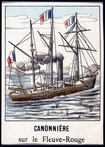 Kanonenboot auf dem Roten Fluss, Ende des 19. Jahrhunderts von Unknown artist