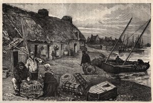Habitations des Poucheurs a Concarneau - Finistere - Bretagne - Gravur in „PATRIE - DESCRIPTION PICTURESQUE DE LA FRANCE EN 6 VOLUMES“ von Lucien Huard - Ende des 19. Jahrhunderts von Unknown artist