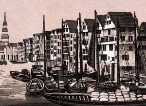 Hamburg, Deutschland: Blick auf Wandrahmfleeth. in „Die Welt illustriert 168 Ansichten“. Undatiert (spätes 19. Jahrhundert)