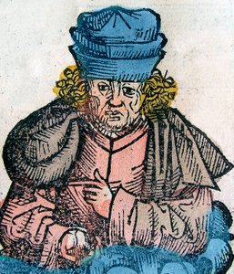 Herodot (Herodotos, 484-425 v. Chr.), griechischer Historiker - HERODOTUS 490-425 v. Chr., griechischer Historiker - Holzschnitt aus der Nürnberger Chronik von Unknown artist