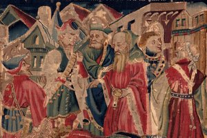 Geschichte von Saint Piat und Saint Eleuthère, Szene 14: Die Pest in der Stadt Tournai (Detail)
