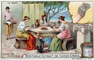 Geschichte des Handschuhs: die Finger der alten Griechen - Liebig Chromolithographie