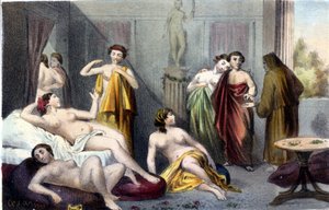 Haus im antiken Griechenland. Gravur des 19. Jahrhunderts. von Unknown artist