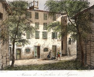 Haus von Napoleon in Ajaccio - Farbgravur 19. Jahrhundert