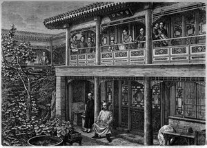Haus eines wohlhabenden chinesischen Kaufmanns; Gravur in „The Youth Journal“ von Unknown artist