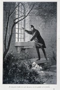 Ich ging letzte Nacht und kratzte am Fenster, Illustration in Conan Doyles „Die ersten Abenteuer von Sherlock Holmes“. Sd. um 1890