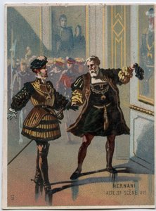 Illustration zu „Ernani“ von Giuseppe Verdi (1813-1901), Akt 3, Szene VI, Oper, die 1844 nach der Tragödie „Hernani“ von Victor Hugo geschaffen wurde. Chromolithographie des späten 19. Jahrhunderts. von Unknown artist