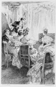 Illustration von „Rot und Schwarz“ von Stendhal. 1830. Gravur aus dem späten 19. Jahrhundert. von Unknown artist
