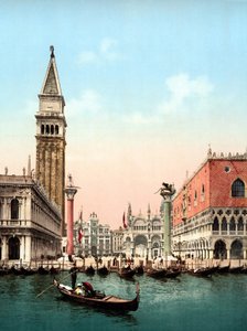 Illustration des Markusplatzes in Venedig. Photochrome aus dem späten 19. Jahrhundert.