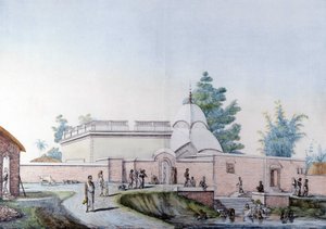 Indische Kultur und Zivilisation: Bad im Fluss Hooghly in Kalkutta (oder Kolkata), Indien. Gravur 1808 von Unknown artist