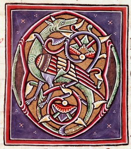 Initiale mit imaginärem Wesen (Miniatur) von Unknown artist