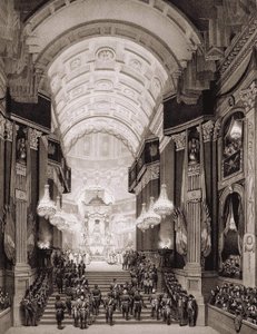 Innenraum der Kirche der Invaliden während der religiösen Zeremonie am 15.12.1840. (Überführung der Asche von Napoleon I. zu den Invaliden)