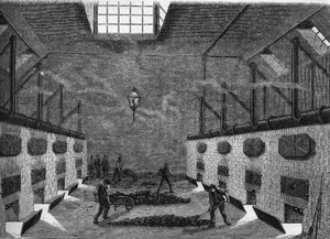 Innenansicht einer Gasfabrik. Gravur von 1860-1861. von Unknown artist