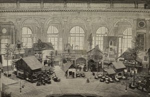 Internationales Pavillon bei der Internationalen Ausstellung von Wien, Österreich, Gravur aus einem Foto von Huber aus L