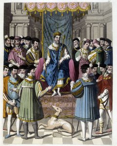 Interview mit Franz I. (1494 - 1547) und Heinrich VIII. (1491 - 1547) von England. Gravur des 19. Jahrhunderts. von Unknown artist