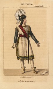 Italienische Sopranistin Giuditta Pasta in der Hauptrolle des Tancredi in der gleichnamigen Oper von Gioachino Rossini, aufgeführt an der Opera Buffa, Paris