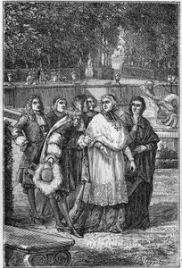 Jacques-Bénigne Bossuet (1627-1704), französischer Prälat und Schriftsteller in der Allee der Philosophen in Versailles. Gravur des 19. Jahrhunderts von Unknown artist