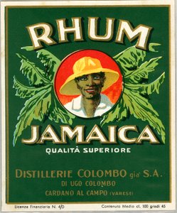 Jamaika Rum Alkoholwerbung (Chromolithografie, Ende des 19. Jahrhunderts) von Unknown artist