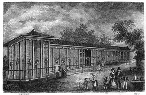 Jardin des Plantes in Paris im Jahr 1861: Falknerei.