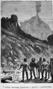 Jules Verne: Die geheimnisvolle Insel. Illustration des 19. Jahrhunderts.