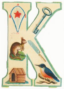 K: Drachen, Schlüssel, Känguru, Messer, Zwinger, Eisvogel von Unknown artist