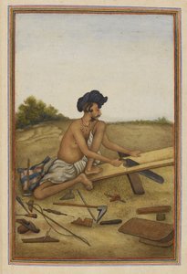 Khati oder Tarkhan, Zimmermannskaste des Punjab. Mann sägt ein Brett.