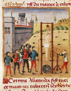 König Alexander der Große beobachtet die Hinrichtung des Adligen Calixten Cephobe