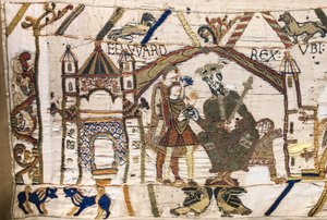 König Eduard der Bekenner sendet Harold in die Normandie, Teppich von Bayeux