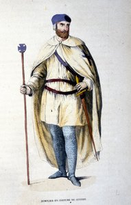 Ritter des Templerordens in Kriegskleidung. Gravur des 19. Jahrhunderts von Unknown artist