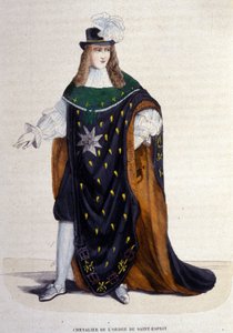 Ritter des Ordens vom Heiligen Geist, gegründet von Heinrich III. im Jahr 1578. Gravur aus dem 19. Jahrhundert. von Unknown artist