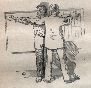 Die gerichtliche Anthropometrie oder Bertillonage, Methode von Alphonse Bertillon (1853-1914): Messung der großen Armkaliber - Gravur in „La Science française“