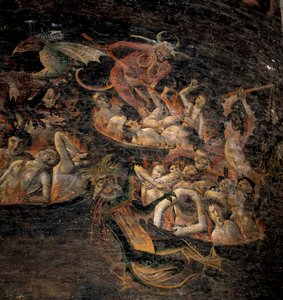 Jüngstes Gericht: die Verdammten in der Unterwelt, gequält von dämonischen Kreaturen (Detail)