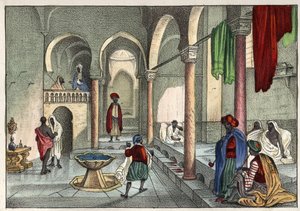 Das Moure-Bad (öffentliches Bad) in Algier um 1830. In „L